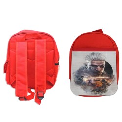 MOCHILA ROJA cazador recompensas medieval brujo guerrero folclore backpack rucksak