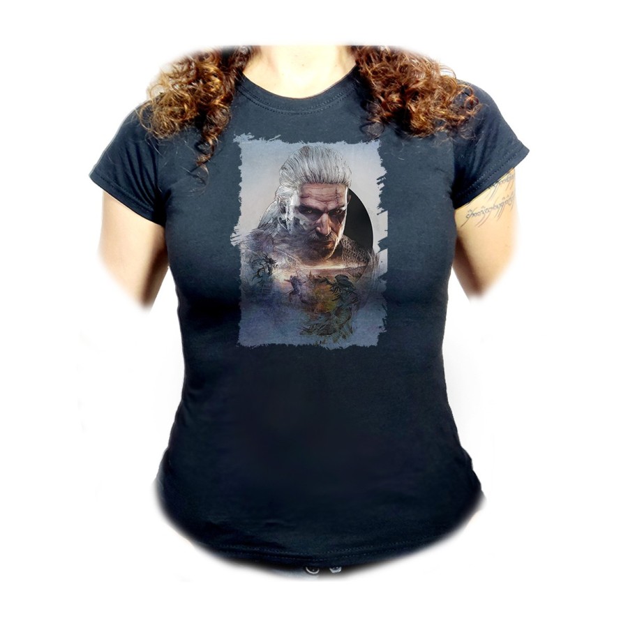 CAMISETA NEGRA MUJER cazador recompensas medieval brujo guerrero folclore oferta personalizada