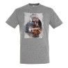 CAMISETA GRIS MEZCLA cazador recompensas medieval brujo guerrero folclore moda verano personalizada