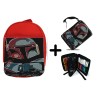 PACK MOCHILA ROJA Y ESTUCHE cazador de recompensas elite heroe galaxia guerra material escolar