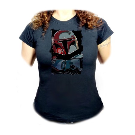 CAMISETA NEGRA MUJER cazador de recompensas elite heroe galaxia guerra oferta personalizada