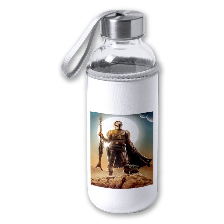 BIDON DE 420 ML CON FUNDA DE NEOPRENO mercenario de elite heroe de la galaxia guerra tapon seguridad