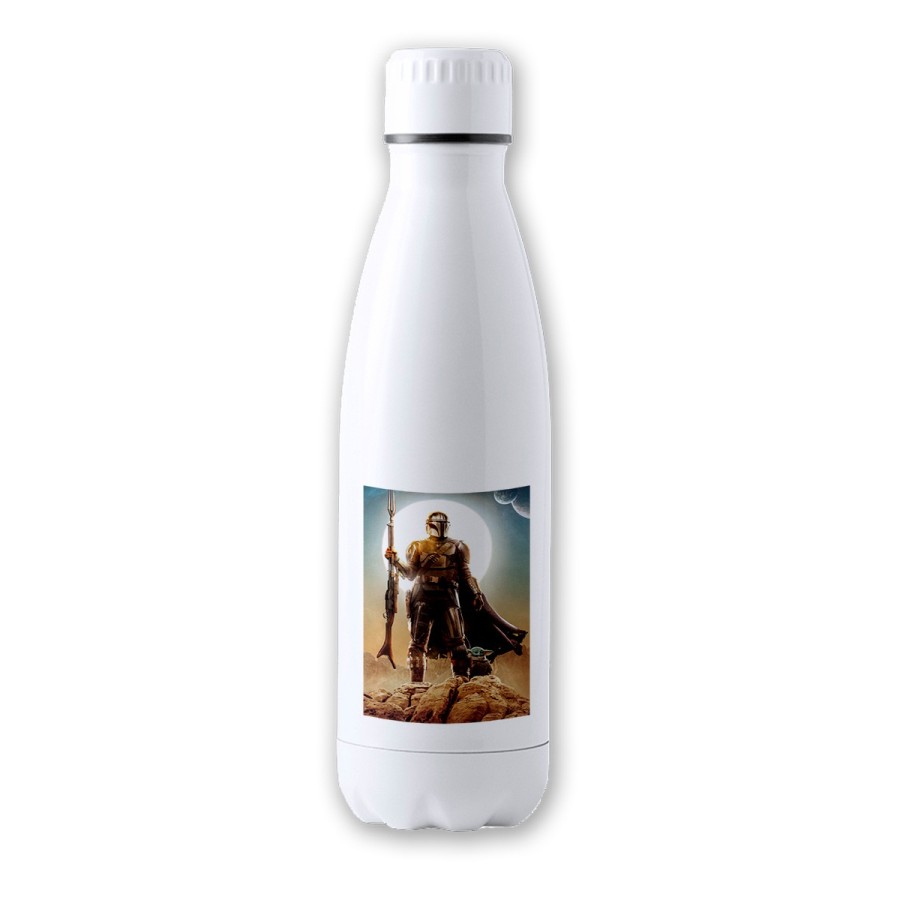 BIDON 700 ML ACERO INOXIDABLE mercenario de elite heroe de la galaxia guerra tapon seguridad botella