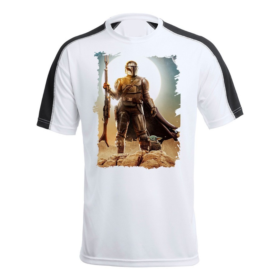 CAMISETA TÉCNICA FRANJA MANGAS NEGRA mercenario de elite heroe de la galaxia guerra personalizada