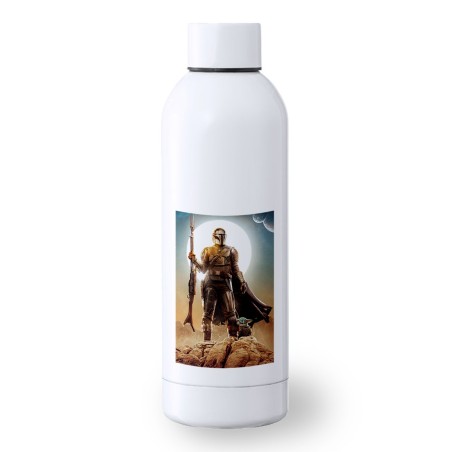 BIDON 500 ML ACERO INOXIDABLE mercenario de elite heroe de la galaxia guerra deporte deportivo botella senderismo