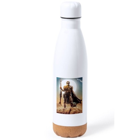 BIDON 750 ML ACERO INOXIDABLE ADORNO DE CORCHO mercenario de elite heroe de la galaxia guerra tapon botella