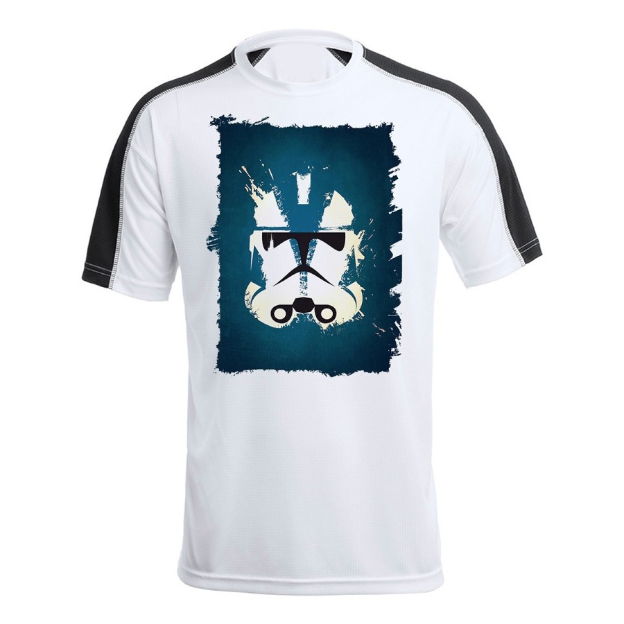 CAMISETA TÉCNICA FRANJA MANGAS NEGRA guardia guerra galaxia casco guerrero personalizada