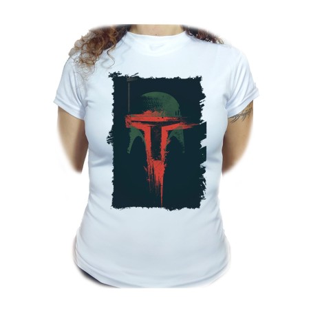 CAMISETA MUJER cazador recompensas heroe guerra galaxia casco moda personalizada