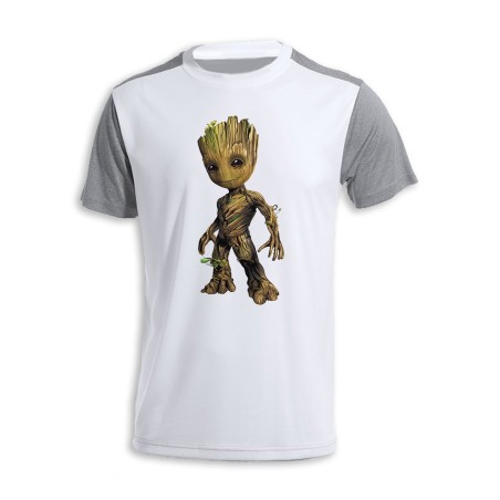 CAMISETA DISEÑO BICOLOR hombre hombrecillo arbol semilla superheroe heroe personalizada