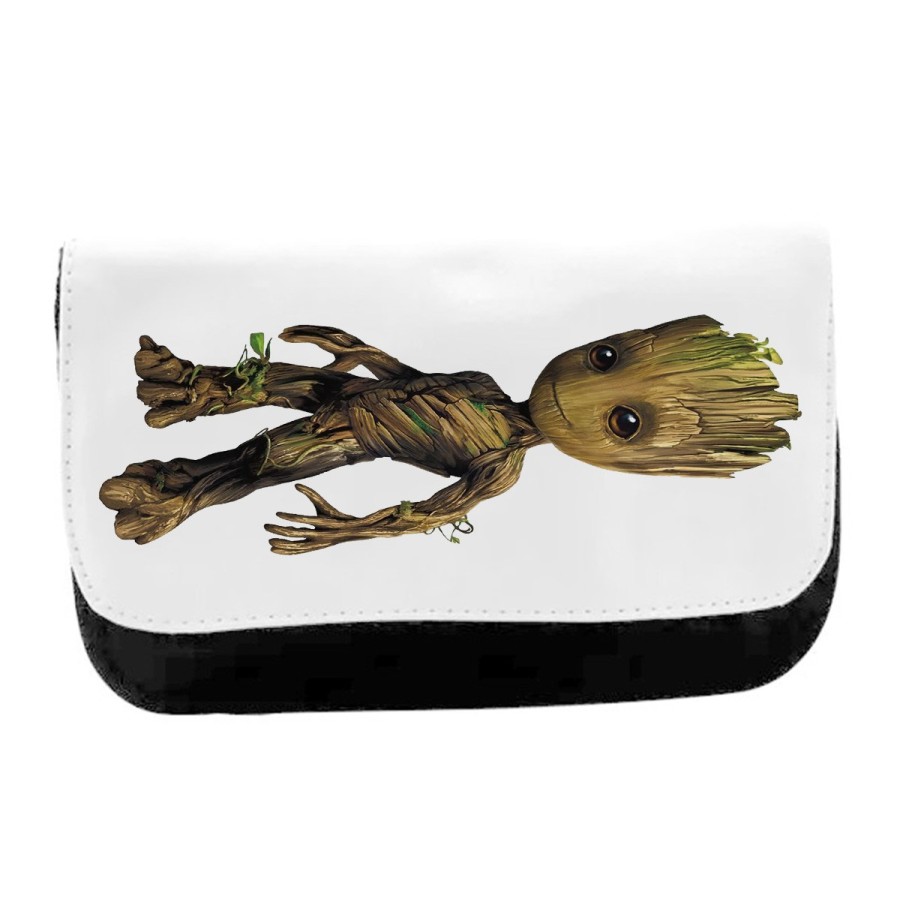 ESTUCHE NECESER DE LONA hombre hombrecillo arbol semilla superheroe heroe unisex negro monedero billetera