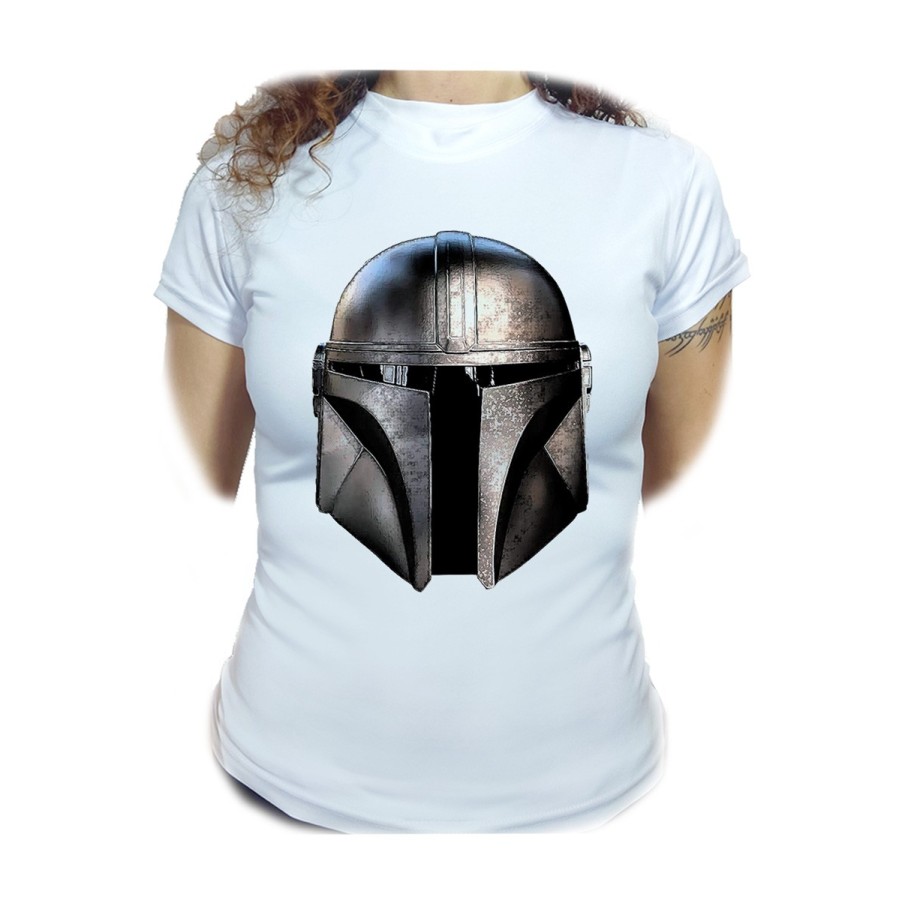 CAMISETA MUJER cascomando casco guerrero de las galaxias moda personalizada