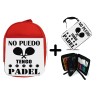 PACK MOCHILA ROJA Y ESTUCHE no puedo tengo padel frase graciosa meme material escolar