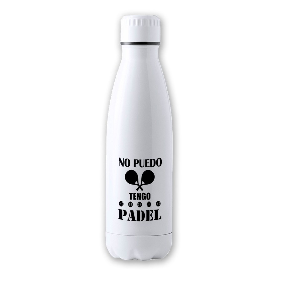 BIDON 700 ML ACERO INOXIDABLE no puedo tengo padel frase graciosa meme tapon seguridad botella