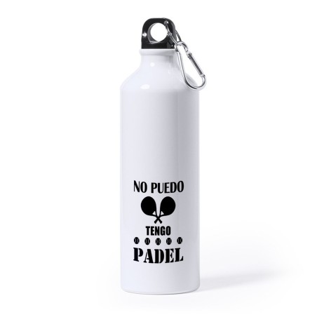 BIDON GRANDE 800 ML ACERO INOXIDABLE no puedo tengo padel frase graciosa meme deporte deportivo mosqueton botella