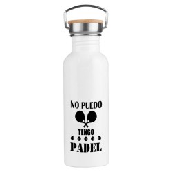 BIDON 750 ML ACERO INOXIDABLE ESTILO RETRO no puedo tengo padel frase graciosa meme deporte deportivo botella