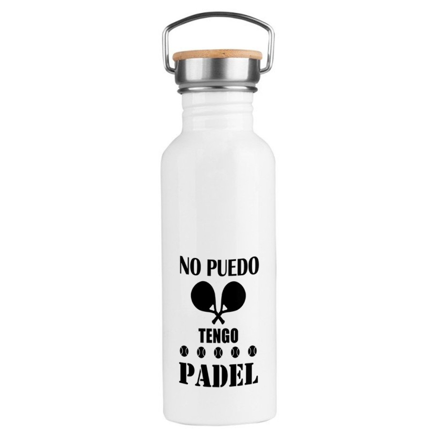 BIDON 750 ML ACERO INOXIDABLE ESTILO RETRO no puedo tengo padel frase graciosa meme deporte deportivo botella