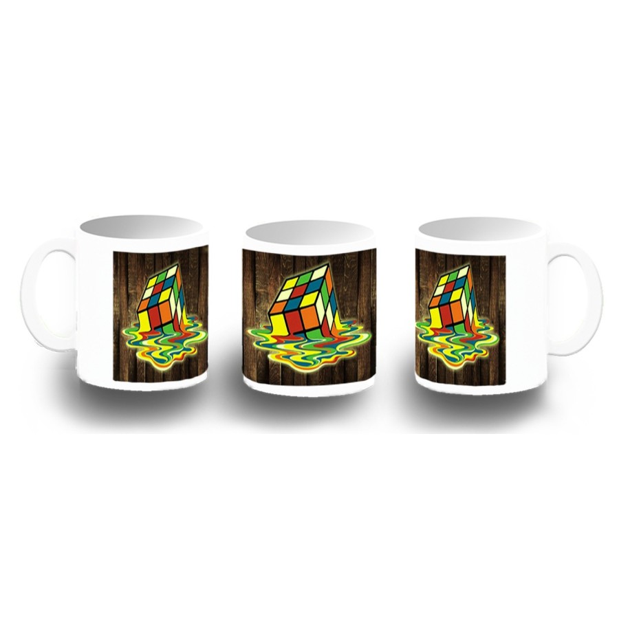 TAZA FOTOLUMINISCENTE cubo de rubik derretido derritiendose meme BRILLA OSCURIDAD