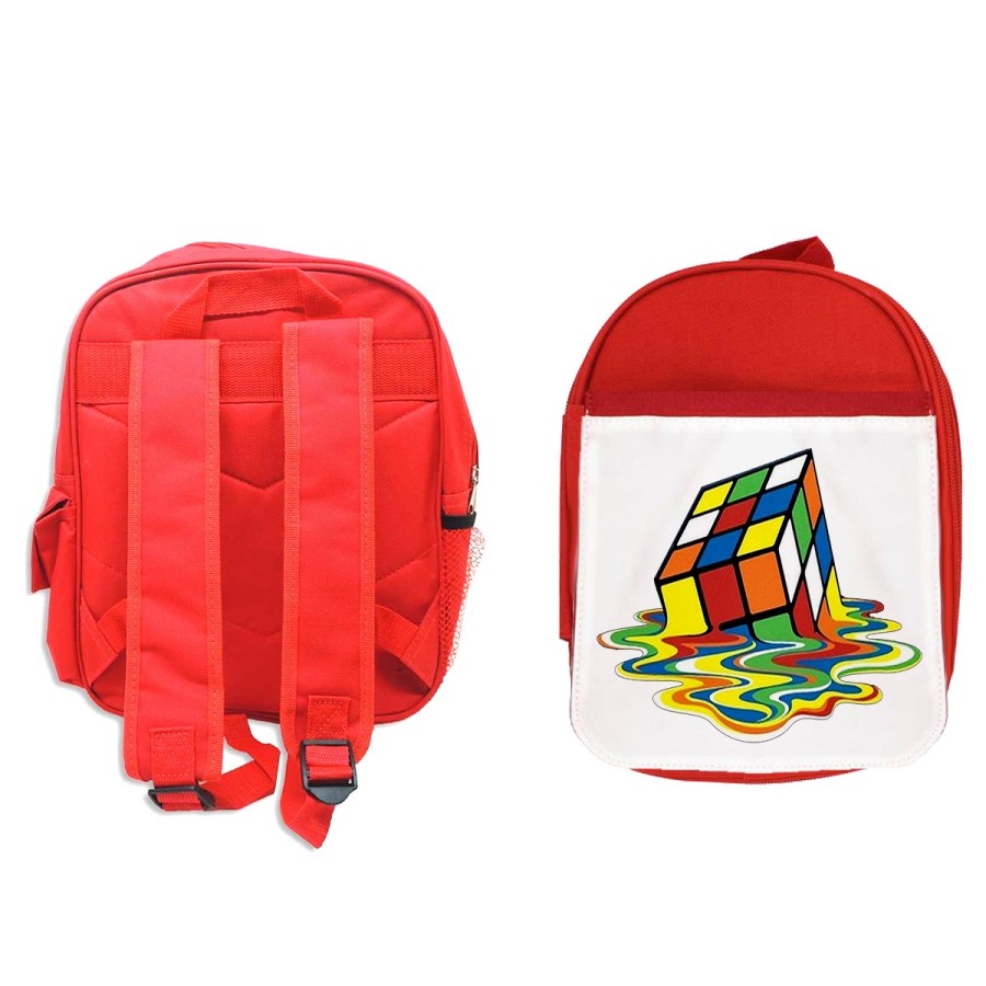 MOCHILA ROJA cubo de rubik derretido derritiendose meme escolar personalizado