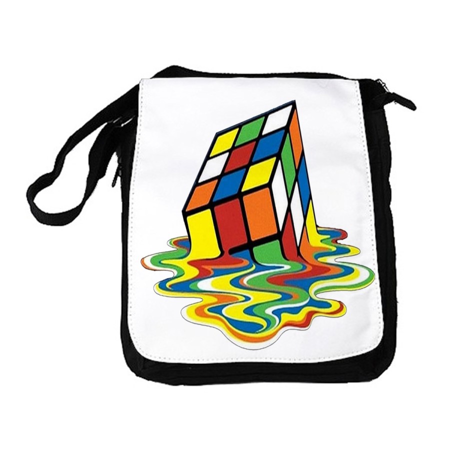 BANDOLERA REPORTERO MEDIANA BOLSO cubo de rubik derretido derritiendose meme bolsa mochila hombro