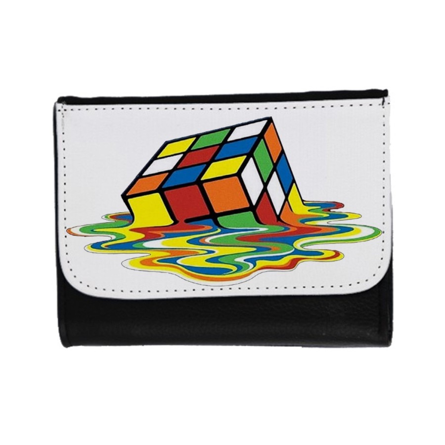 BILLETERA BILLETERO cubo de rubik derretido derritiendose meme unisex negro monedero