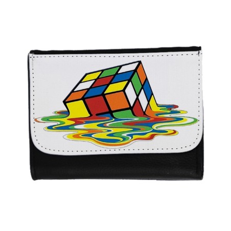 BILLETERA BILLETERO cubo de rubik derretido derritiendose meme unisex negro monedero