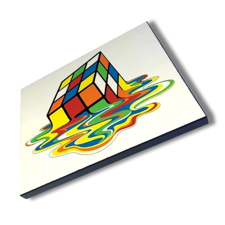 PANEL FOTOGRÁFICO DECORATIVO cubo de rubik derretido derritiendose meme cuadro acabado brillante elegante pared