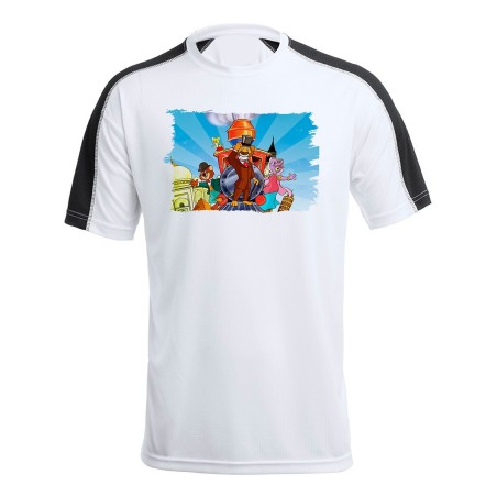 CAMISETA TÉCNICA FRANJA MANGAS NEGRA Willy fog serie vuelta al mundo en 80 dias personalizada