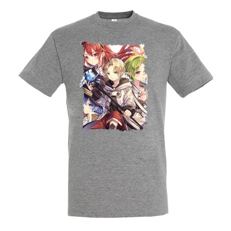 CAMISETA GRIS MEZCLA mushoku tensei rudeus jobless reincarnation serie moda verano personalizada