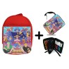 PACK MOCHILA ROJA Y ESTUCHE serie anime onepiece fanart personajes canicatura material escolar