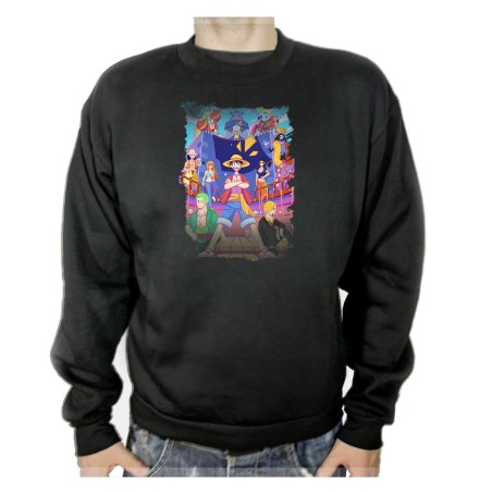 SUDADERA NEGRA serie anime onepiece fanart personajes canicatura adulto poliester algodón personalizada