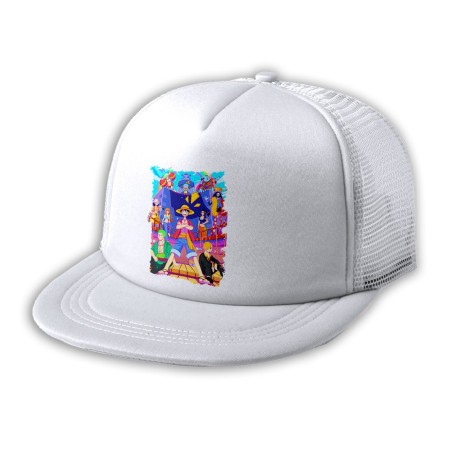 GORRA 5 PANELES REDECILLA TRASERA serie anime onepiece fanart personajes canicatura estilo rapero