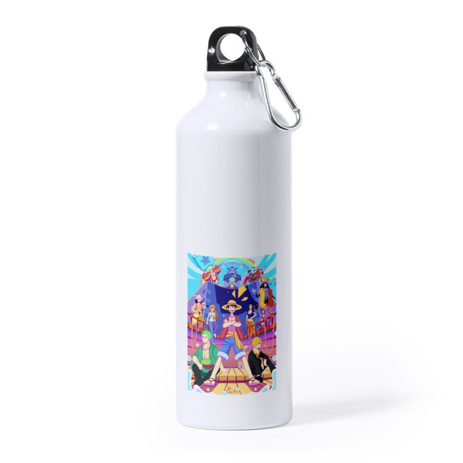 BIDON GRANDE 800 ML ACERO INOXIDABLE serie anime onepiece fanart personajes canicatura deporte deportivo mosqueton botella