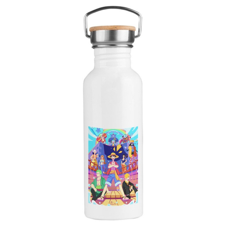 BIDON 750 ML ACERO INOXIDABLE ESTILO RETRO serie anime onepiece fanart personajes canicatura deporte deportivo botella