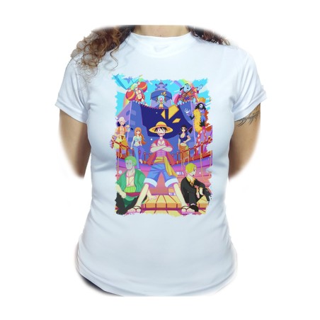 CAMISETA MUJER serie anime onepiece fanart personajes canicatura moda personalizada