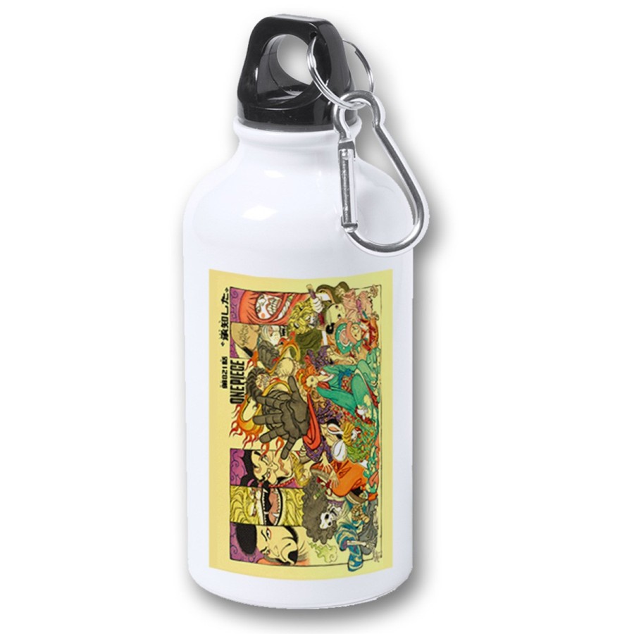 BIDON 400ML METALICO one piece rey pirata wano samurais katana para viaje y deporte