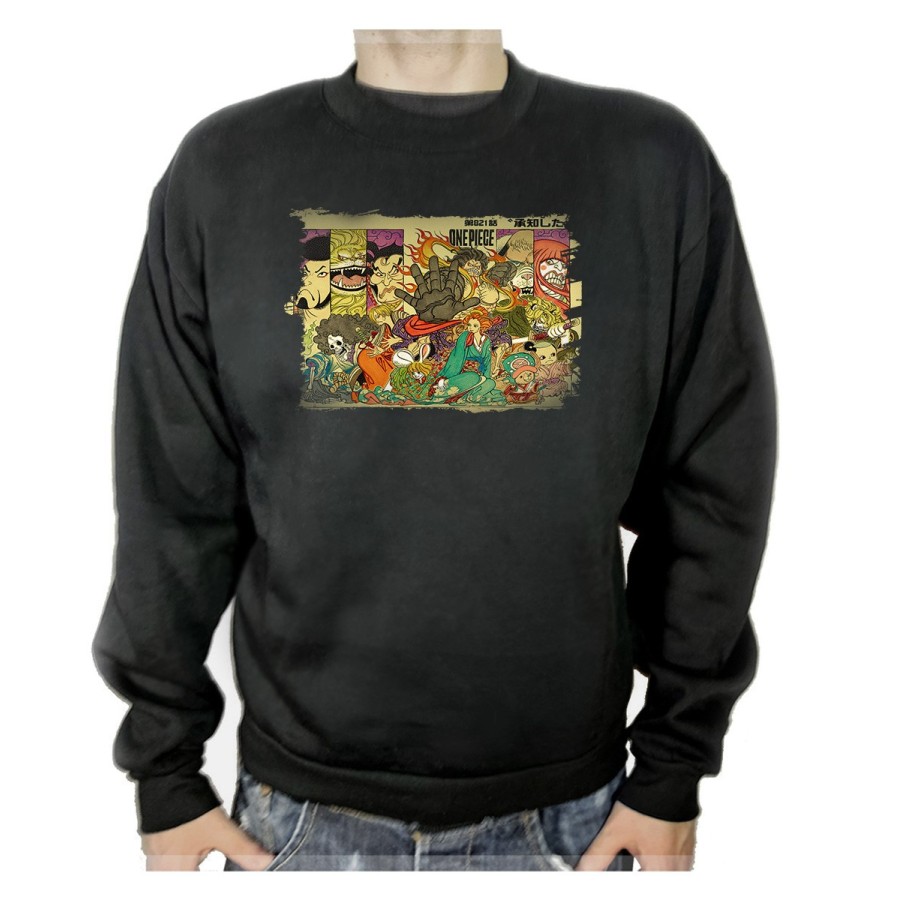 SUDADERA NEGRA one piece rey pirata wano samurais katana adulto poliester algodón personalizada