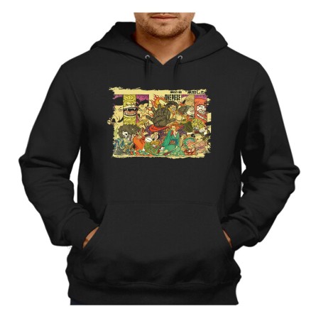 SUDADERA NEGRA CON CAPUCHA one piece rey pirata wano samurais katana adulto poliester algodón personalizada