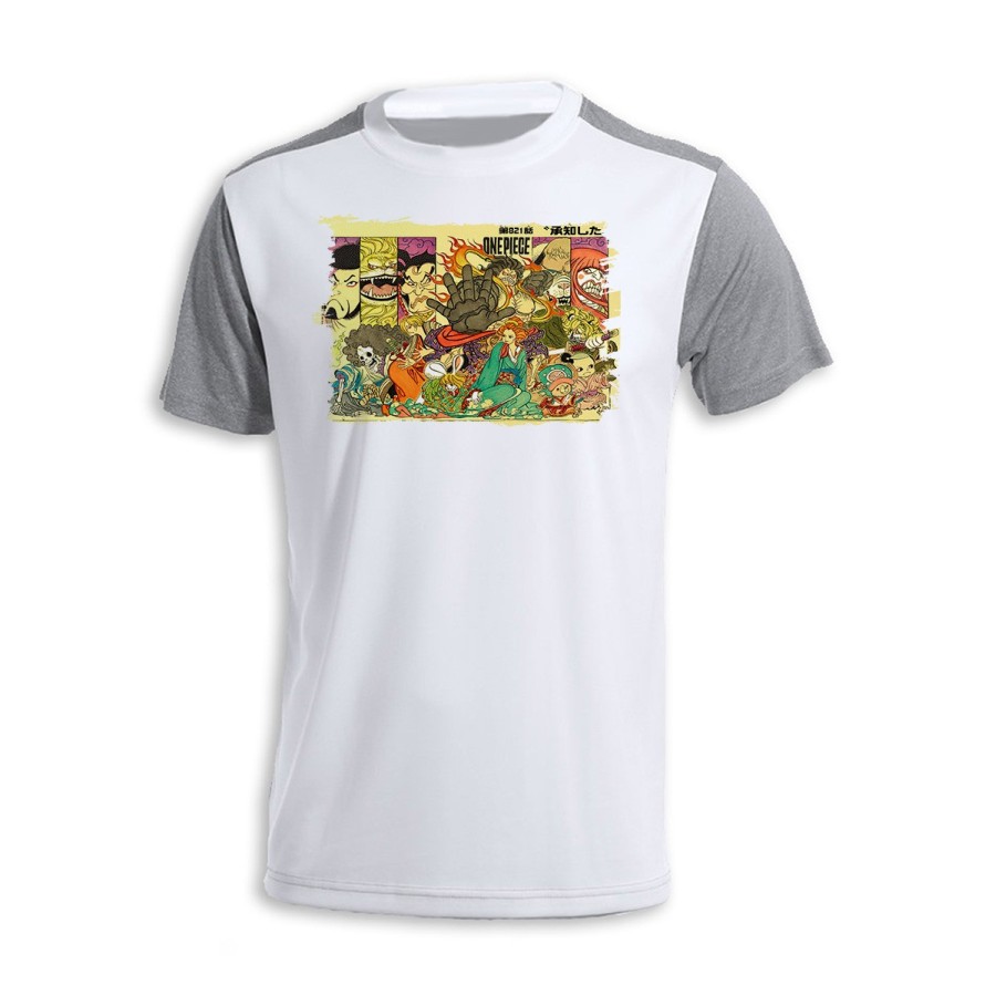 CAMISETA DISEÑO BICOLOR one piece rey pirata wano samurais katana personalizada