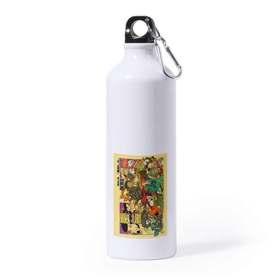 BIDON GRANDE 800 ML ACERO INOXIDABLE one piece rey pirata wano samurais katana deporte deportivo mosqueton botella