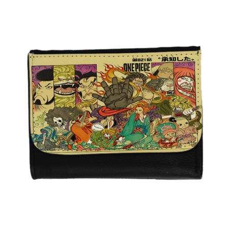 BILLETERA BILLETERO one piece rey pirata wano samurais katana unisex negro monedero