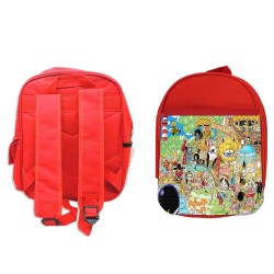 MOCHILA ROJA one piece todos minks luffy tripulación pirata escolar personalizado