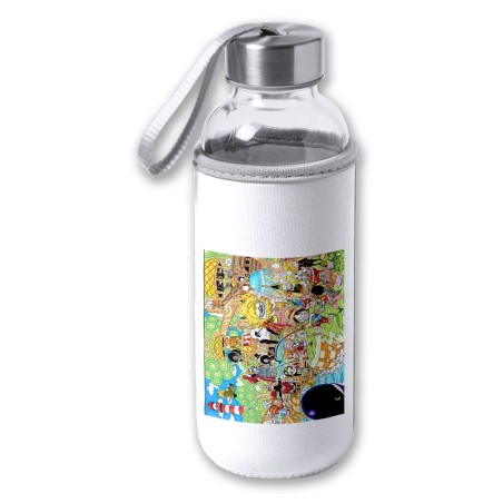 BIDON DE 420 ML CON FUNDA DE NEOPRENO one piece todos minks luffy tripulación pirata tapon seguridad