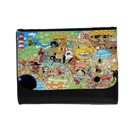 BILLETERA BILLETERO one piece todos minks luffy tripulación pirata unisex negro monedero