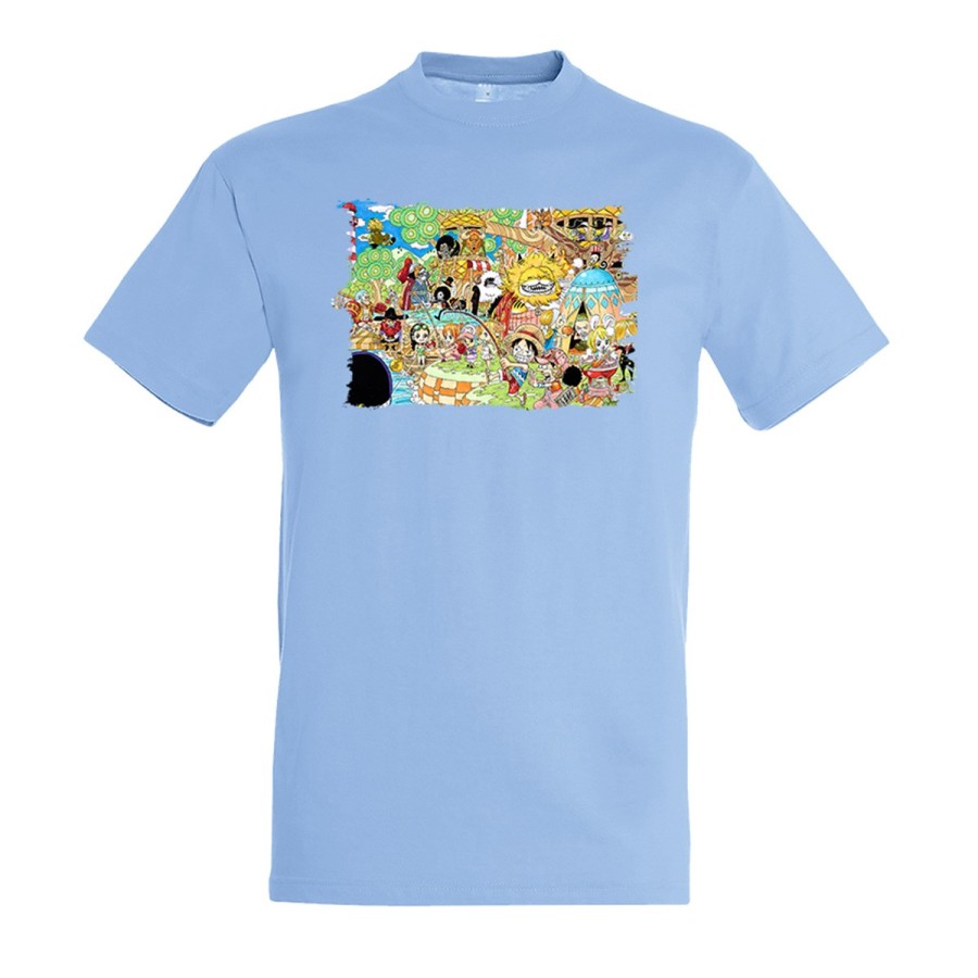 CAMISETA AZUL CIELO one piece todos minks luffy tripulación pirata moda verano personalizada