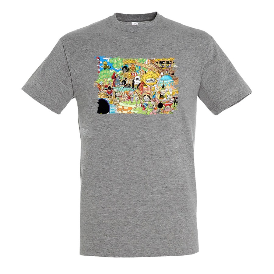CAMISETA GRIS MEZCLA one piece todos minks luffy tripulación pirata moda verano personalizada