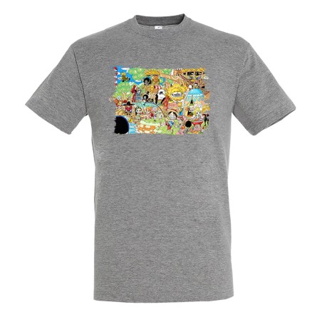 CAMISETA GRIS MEZCLA one piece todos minks luffy tripulación pirata moda verano personalizada