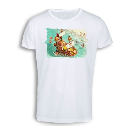 CAMISETA TACTO ALGODÓN thousand sunny barco pirata mugiwara one piece playa cómoda personalizada