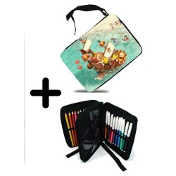 PACK MOCHILA Y ESTUCHE thousand sunny barco pirata mugiwara one piece playa material escolar