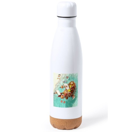 BIDON 750 ML ACERO INOXIDABLE ADORNO DE CORCHO thousand sunny barco pirata mugiwara one piece playa tapon botella