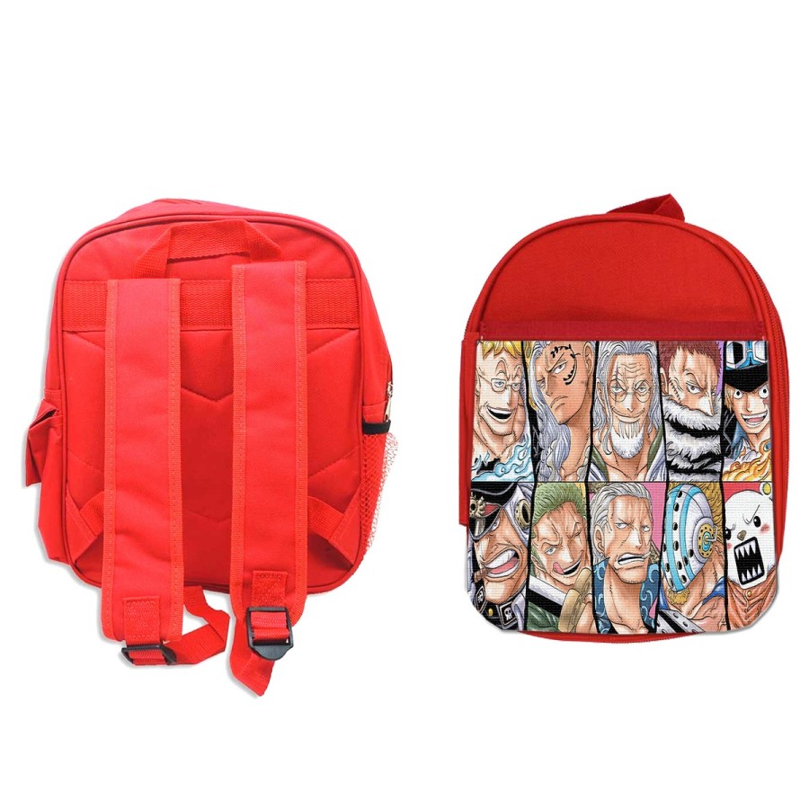 MOCHILA ROJA one piece piratas peor generación luffy franjas escolar personalizado